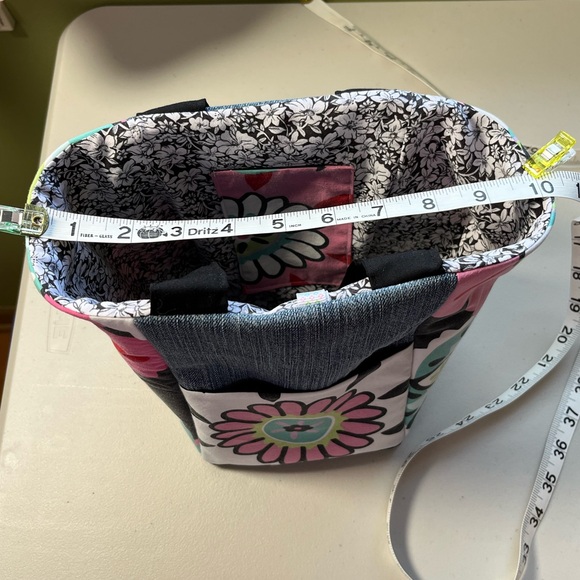 Upcycled, One Of A Kind Vibrant Floral Fabric & Denim Patchwork Bag - Picture 11 of 16
